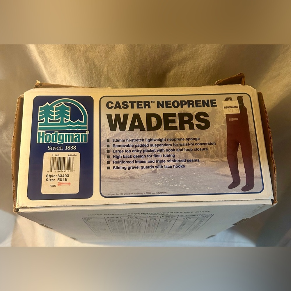 Hodgman Caster Neoprene Stocking Foot Chest Waders 5XLK King NWT NIB